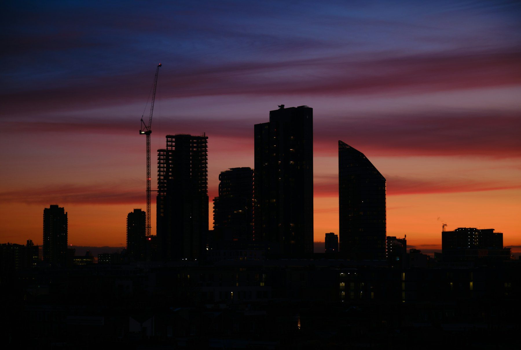 London skyline view at sunset