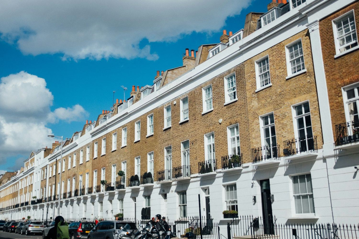 Row of traditional terraced houses in London